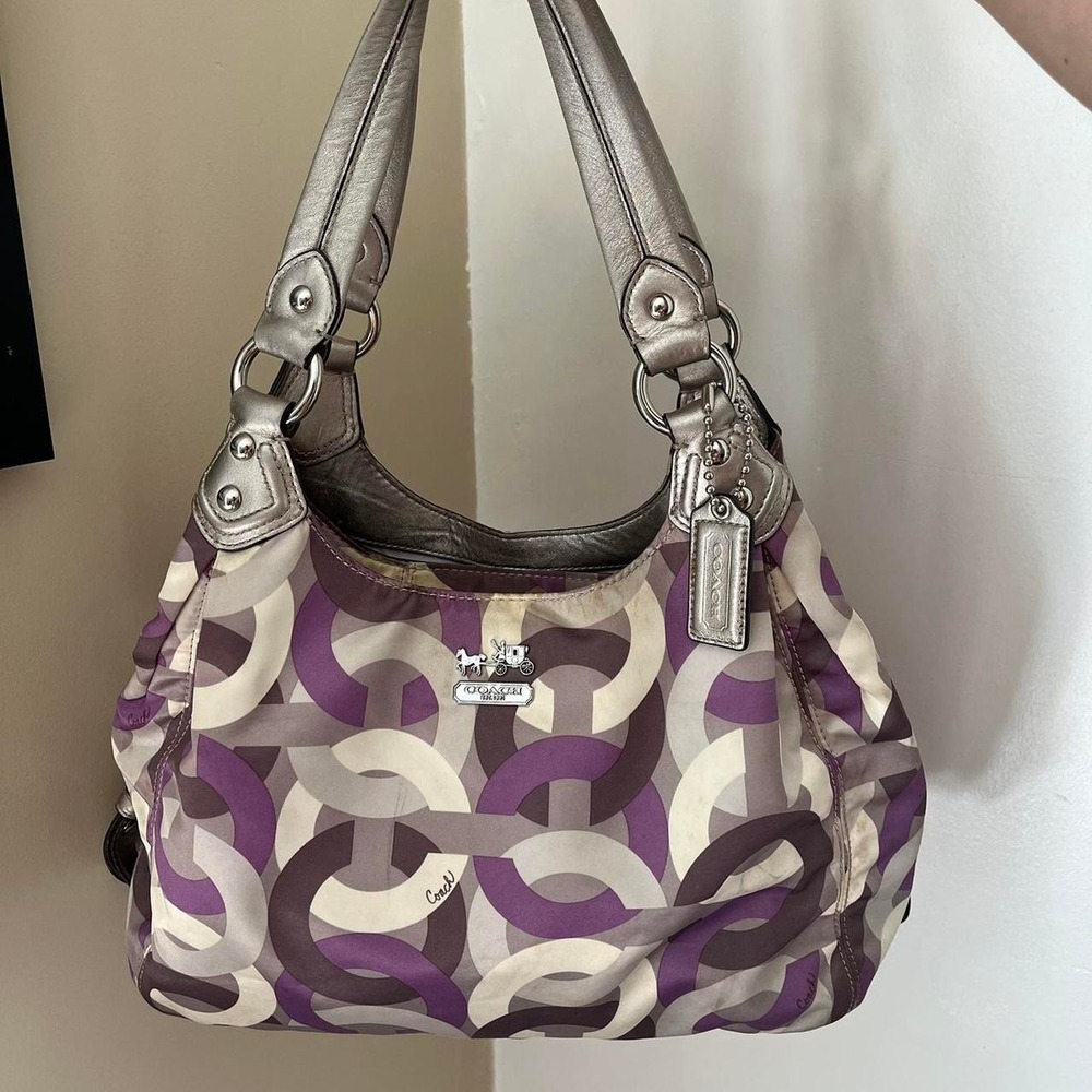 Y2K 2000s Coach Madison Op Art Monogram Slouchy shoulder bag / handbag